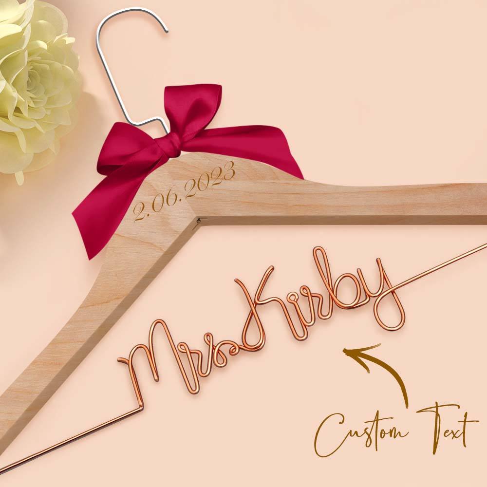 Customizable Text Name Date Bow Wedding Dress Hanger Gift for Weddings