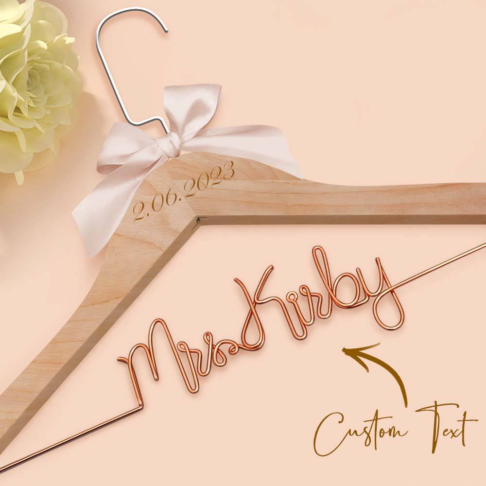 Customizable Text Name Date Bow Wedding Dress Hanger Gift for Weddings