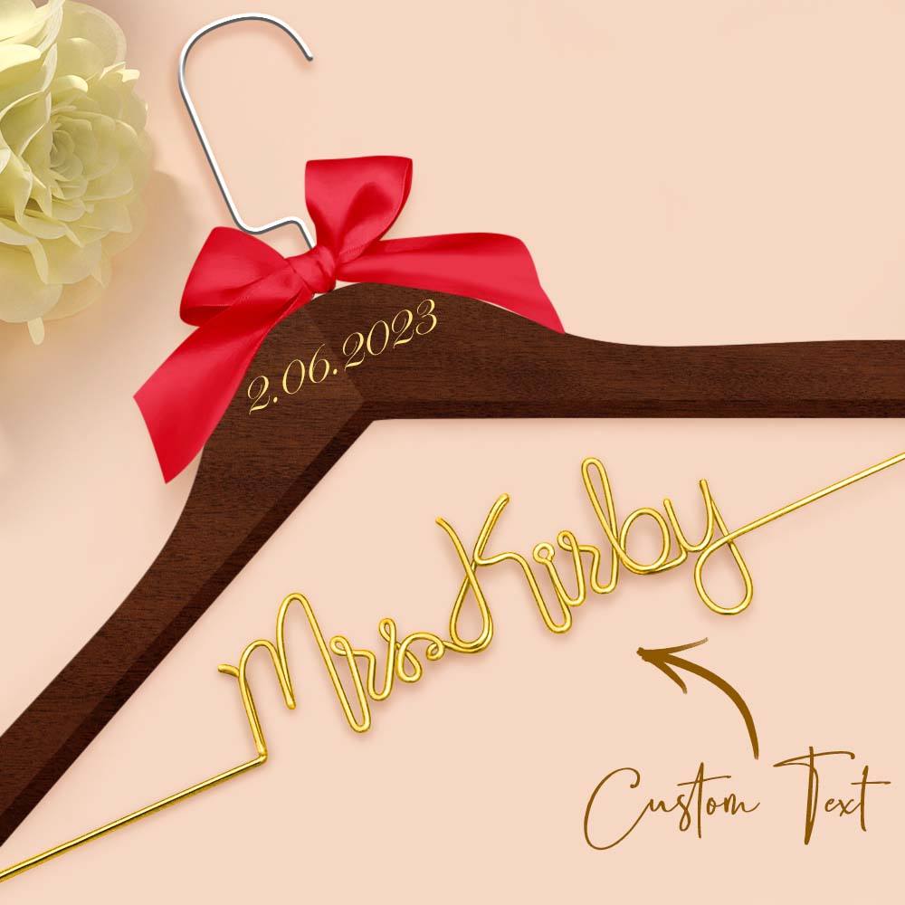 Customizable Text Name Date Bow Wedding Dress Hanger Gift for Weddings