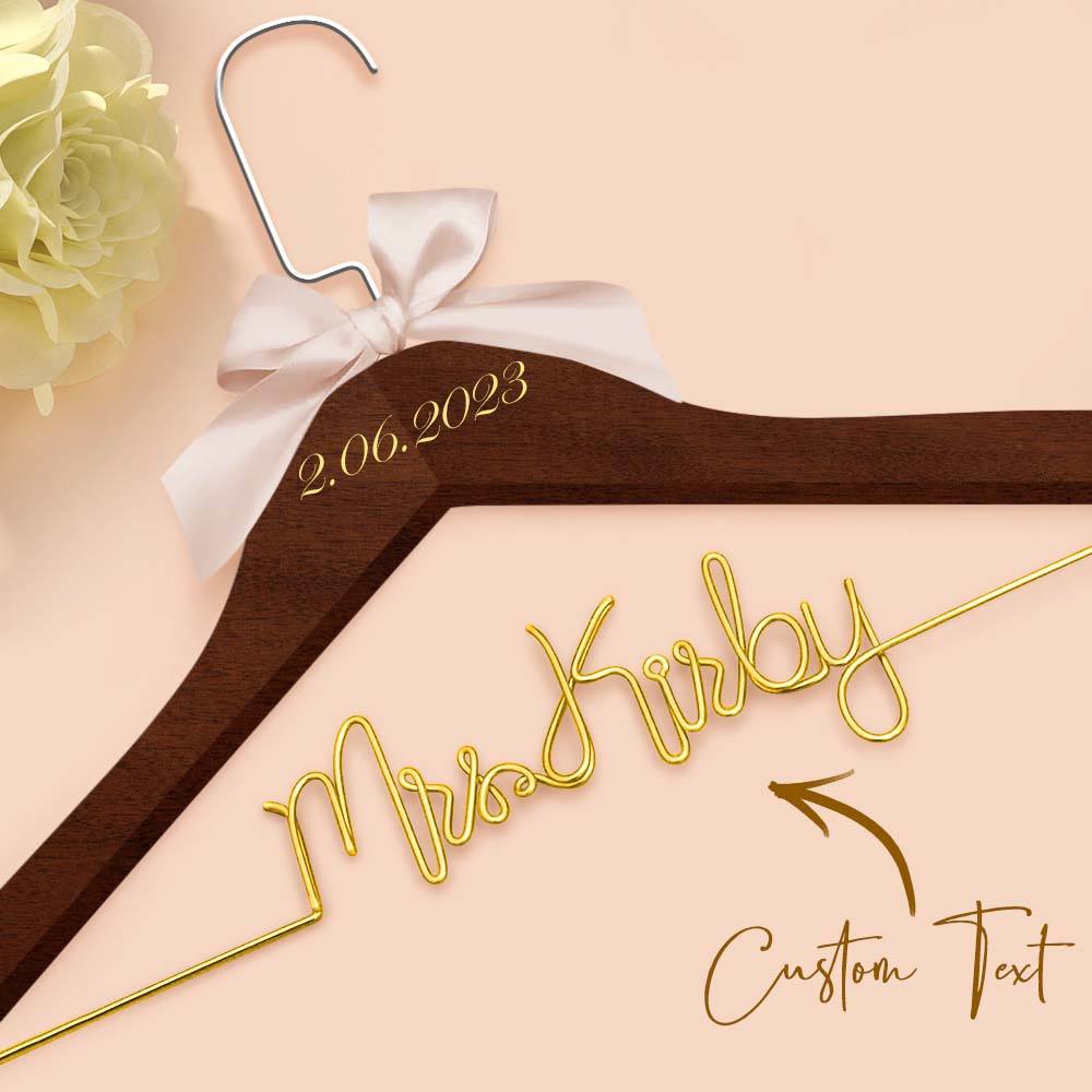 Customizable Text Name Date Bow Wedding Dress Hanger Gift for Weddings