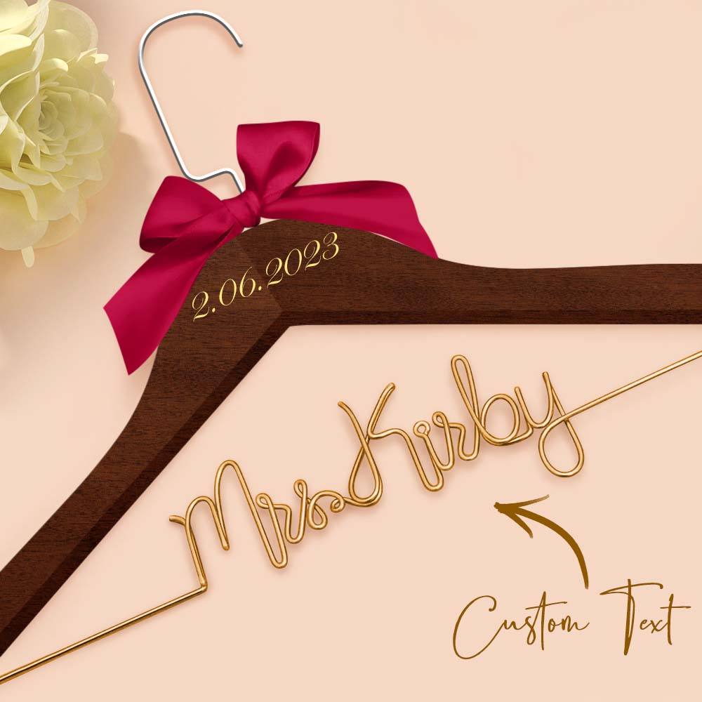 Customizable Text Name Date Bow Wedding Dress Hanger Gift for Weddings