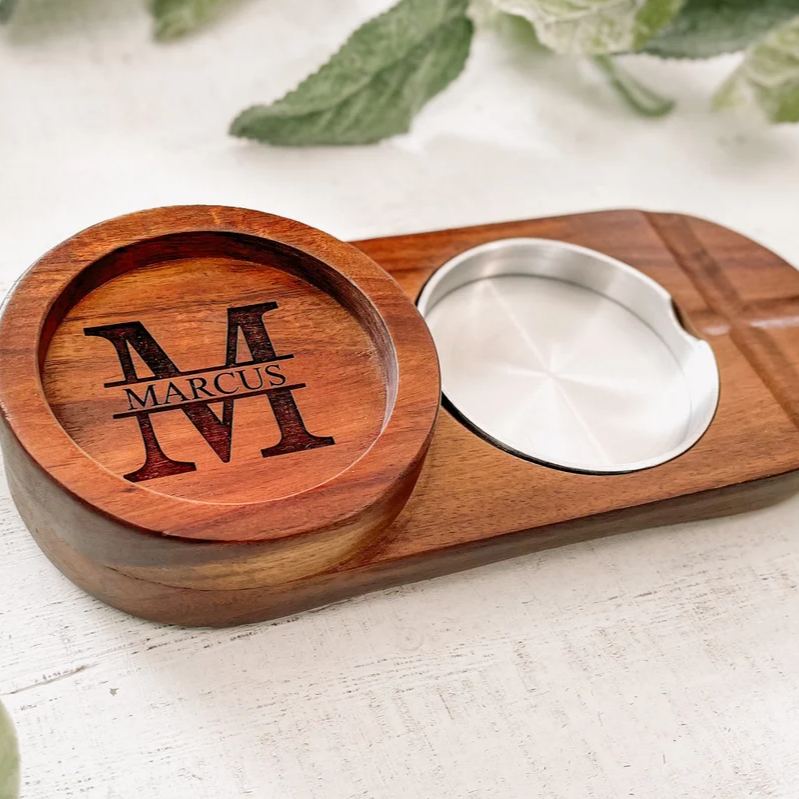 Personalized Name Ashtray with Monogram & Name Custom Gift for Smokers Father's Day Gift for Him
