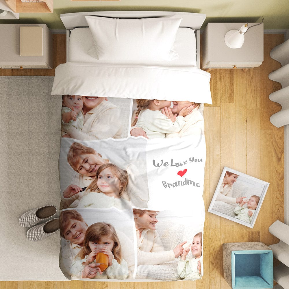 Custom Photo Collage Bedding Personalized Bedding Duvet Cover Single Bed Sheet Gifts