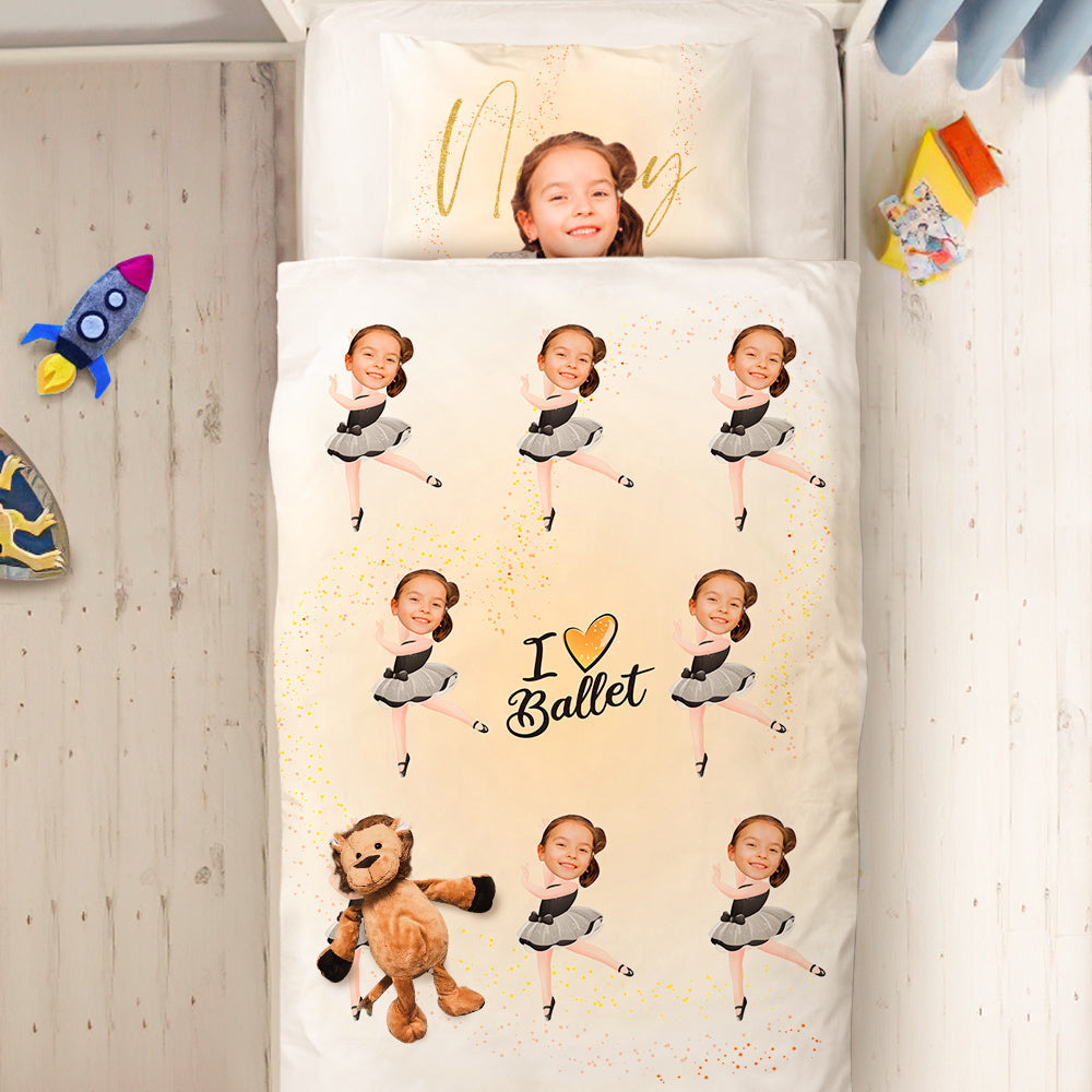 Custom Photo Engraved Quilt Cover Text Pillowcase Dancer Pattern Children's Gift Cover Only (Insert Not Included)