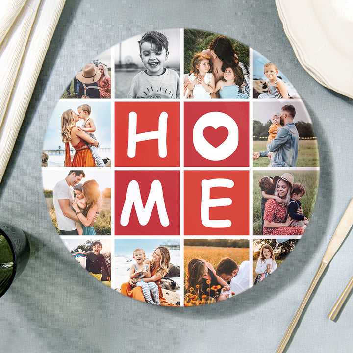 Home Decor Photo Plates Personalised Collage Photo Dinner Plates With 12 Pictures