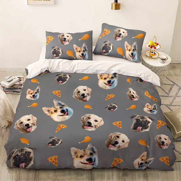 Personalized Pet Face Photo Bedding Set Custom Bedding Duvet Cover Bedding Sheet Gifts