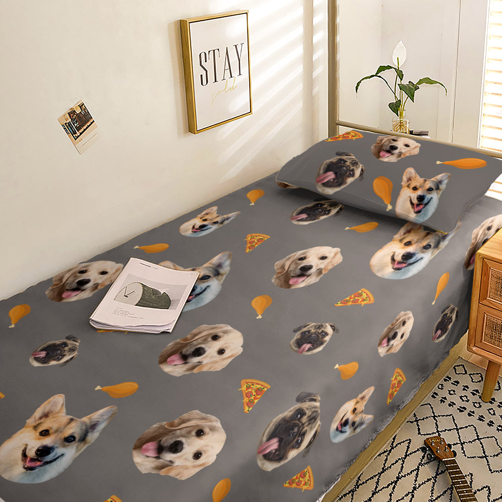 Personalized Pet Face Photo Bedding Set Custom Bedding Duvet Cover Bedding Sheet Gifts