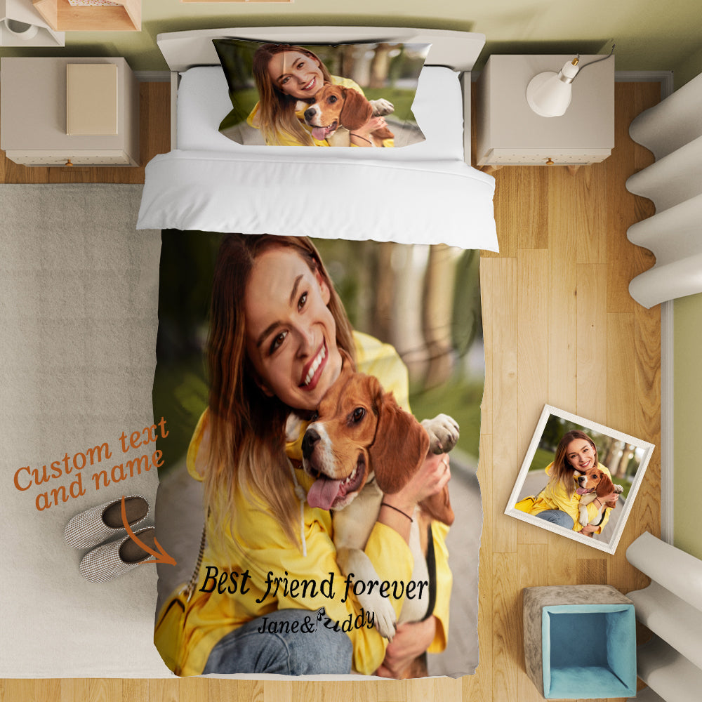 Personalized Pet Face Photo Bedding Set Custom Bedding Duvet Cover Bedding Sheet Gifts