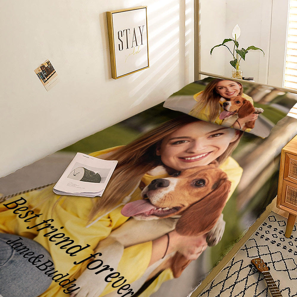 Personalized Pet Face Photo Bedding Set Custom Bedding Duvet Cover Bedding Sheet Gifts