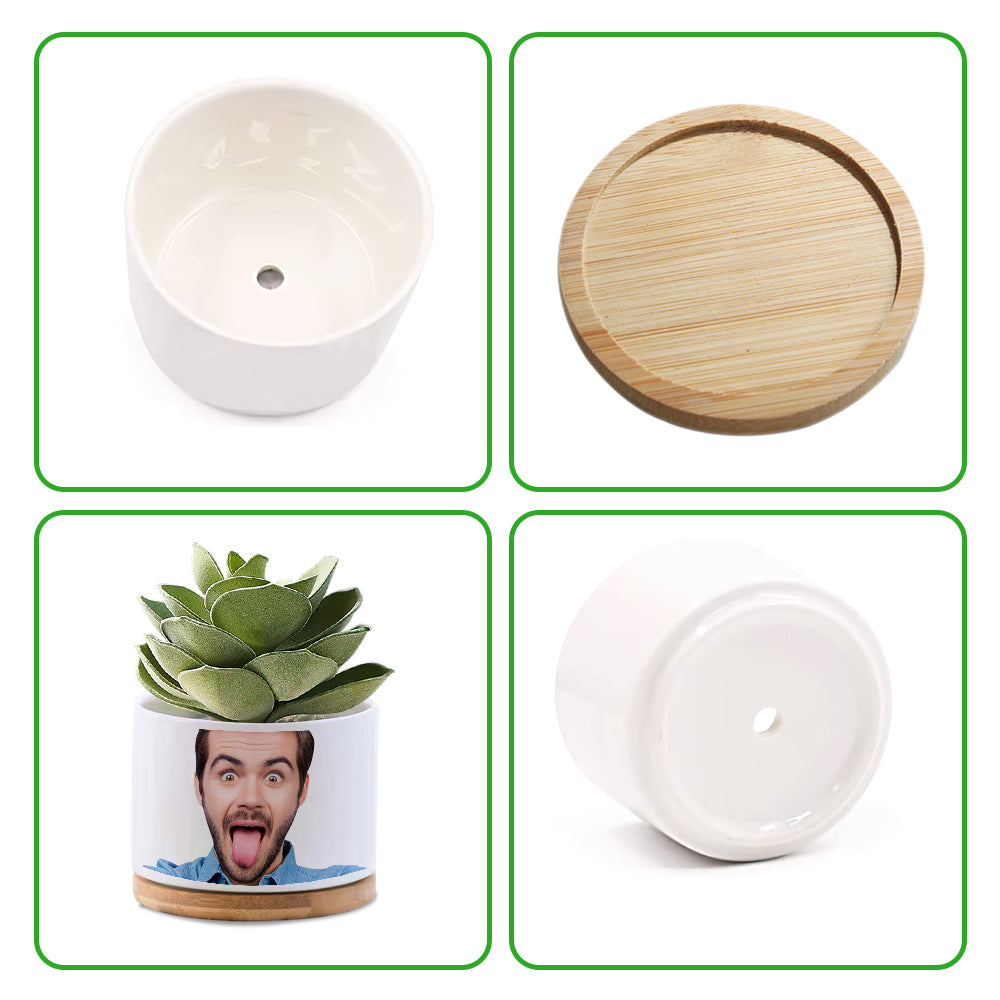 Custom Photo Flower Planter Pot Personalized Funny Ceramic Succulent Plant Pot