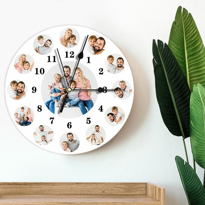 Custom Photo Clock Personalized Wall Clock with Multiple Photos