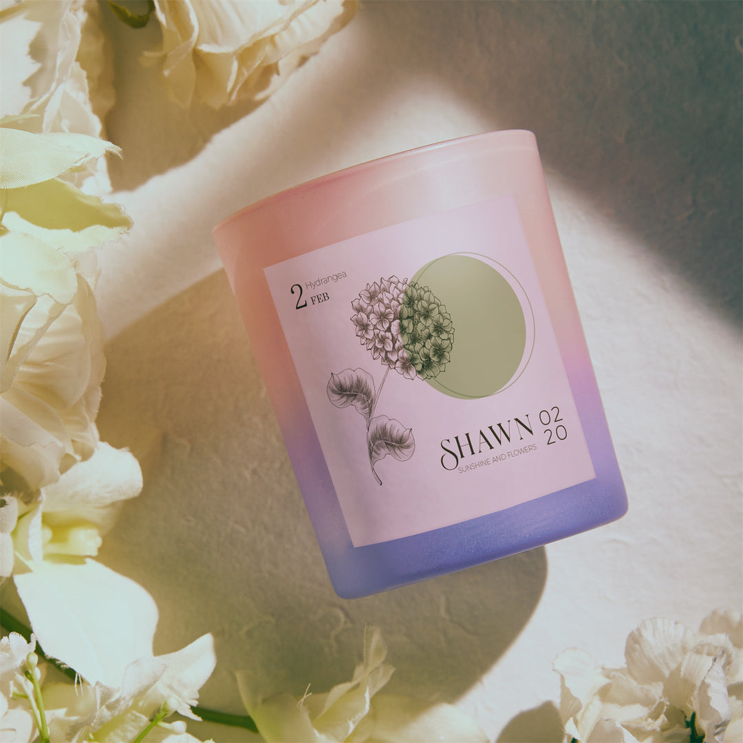 Personalized Hexagon Month Flower Scented Candle for Wedding Decor