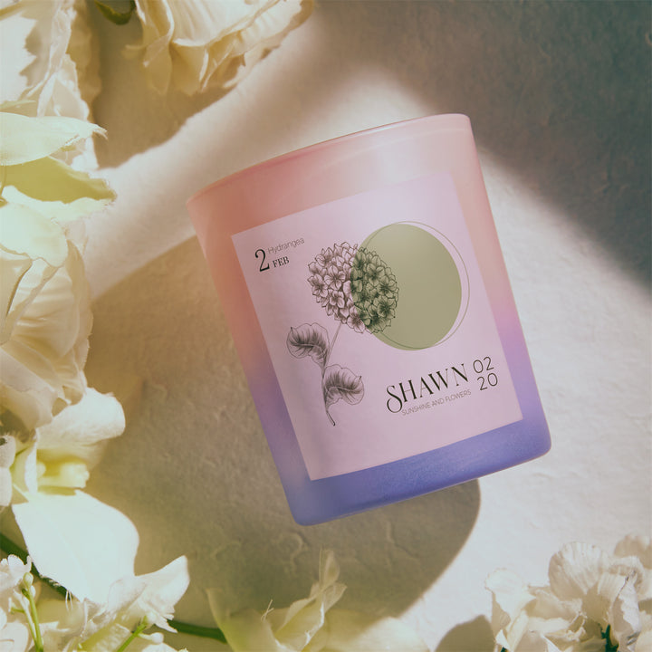 Personalized Hexagon Month Flower Scented Candle for Wedding Decor