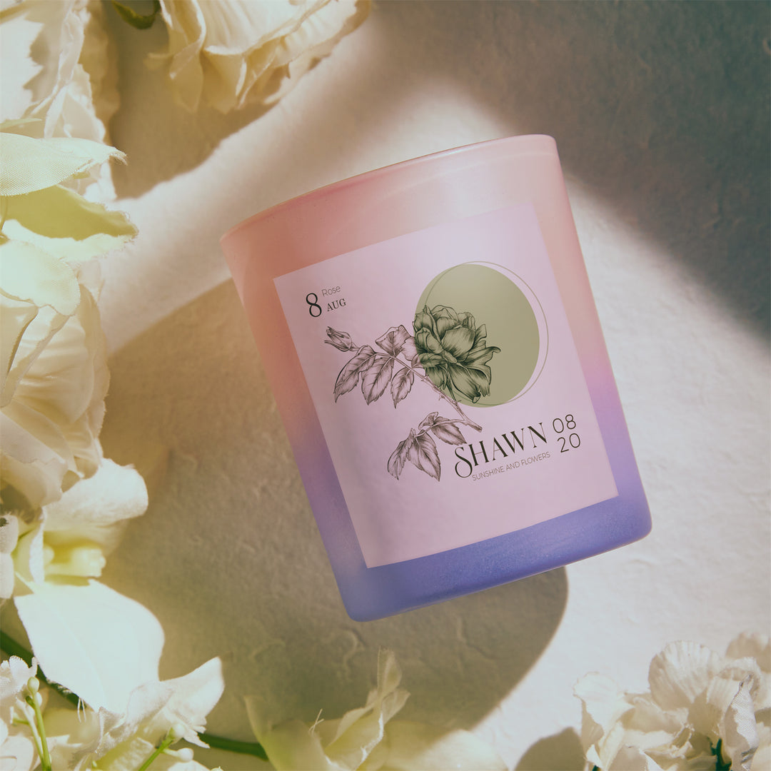 Personalized Hexagon Month Flower Scented Candle for Wedding Decor