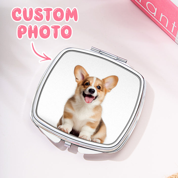 Personalized Photo Compact Portable Mirror Travel Birthday Gift for Her