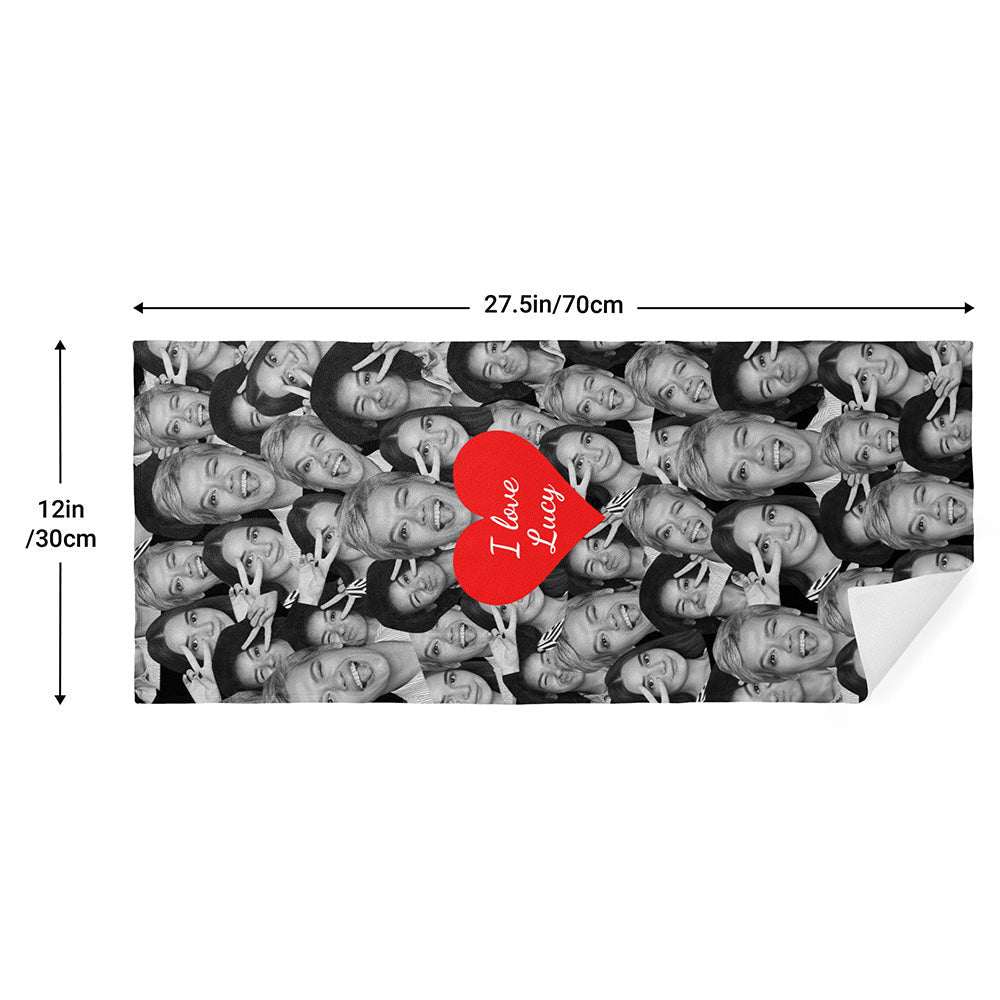 Custom Red Heart Towel Personalized Photo Towel Funny Gift