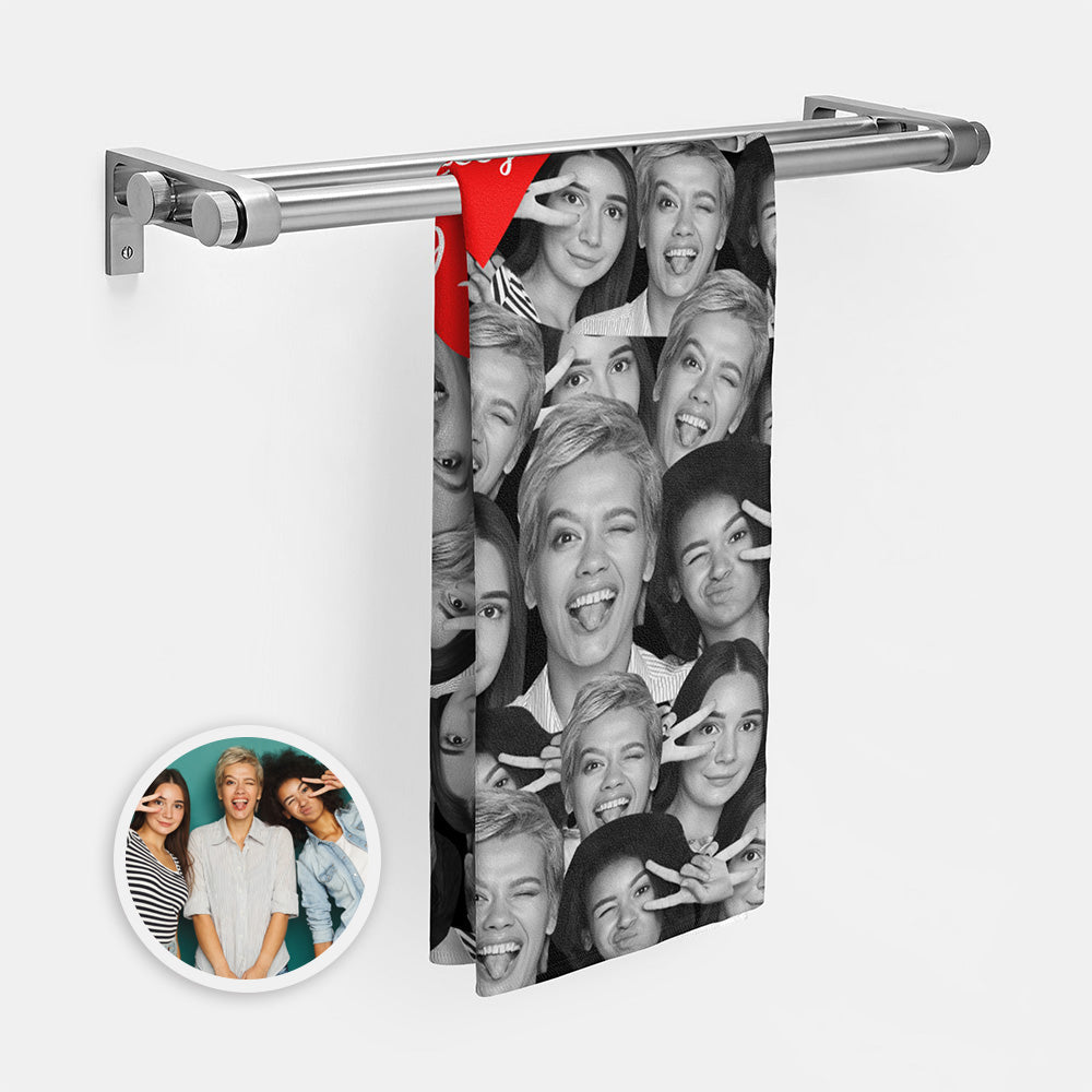Custom Red Heart Towel Personalized Photo Towel Funny Gift