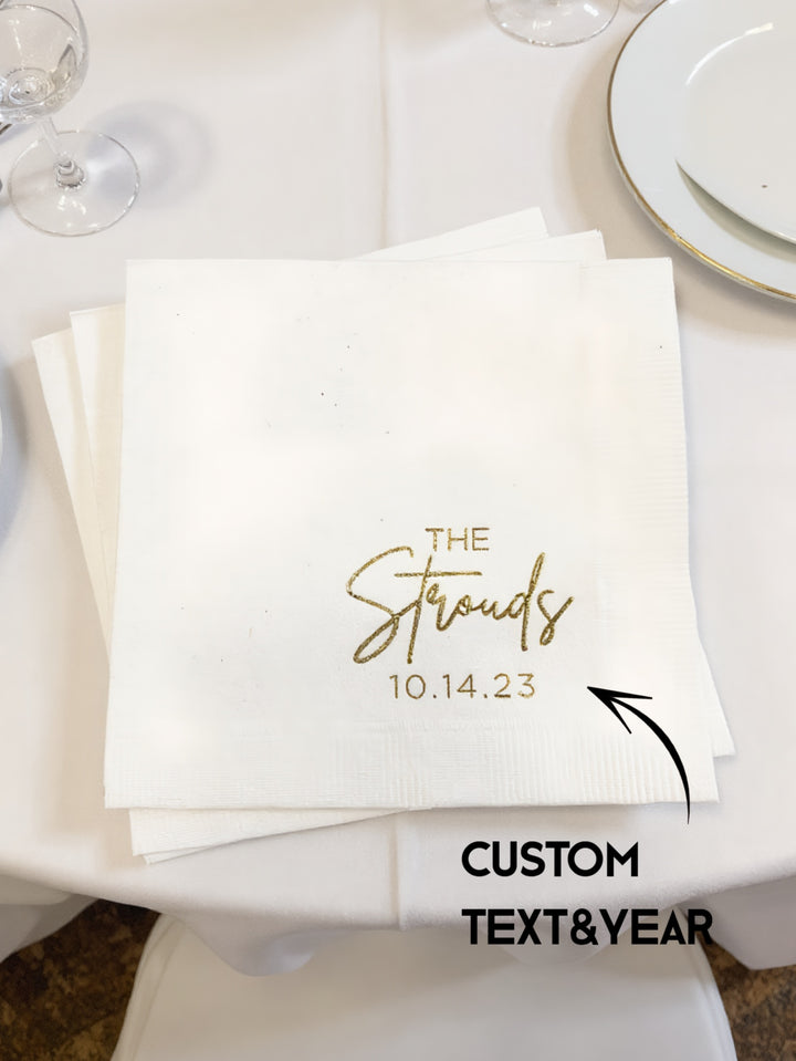 Personalized Text & Date Napkins – Custom Wedding Tableware