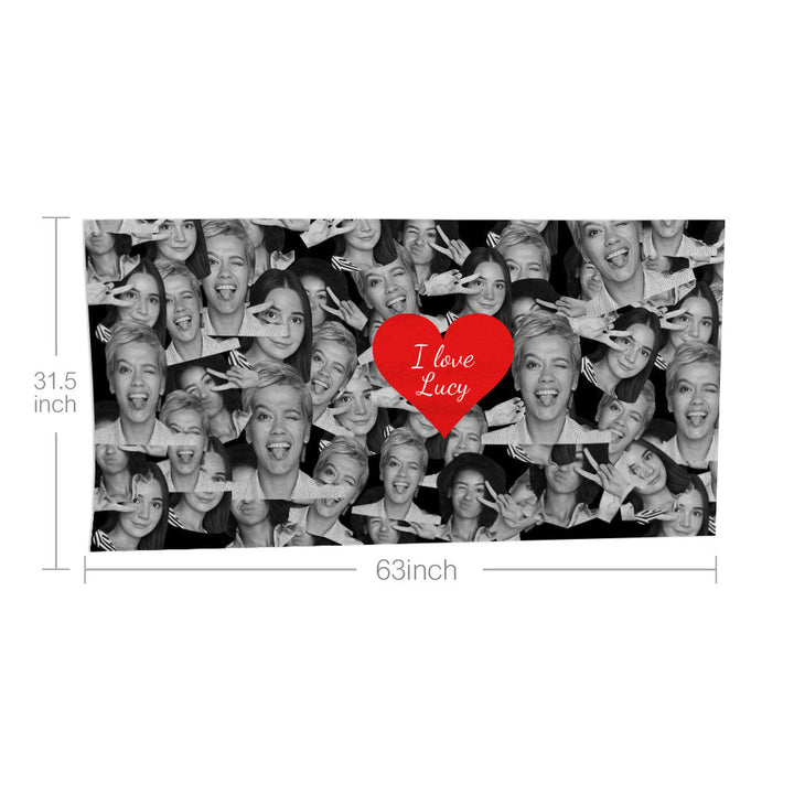 Custom Red Heart Towel Personalized Photo Towel Funny Gift