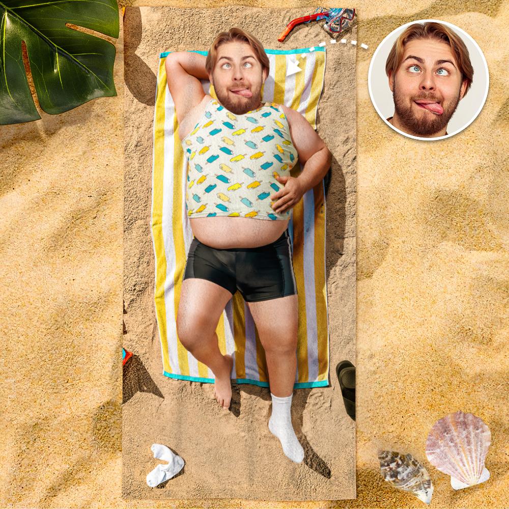 Custom Photo Face Beach Towel Face Towel With Your Dream Body Best Friend Gift 80*160cm