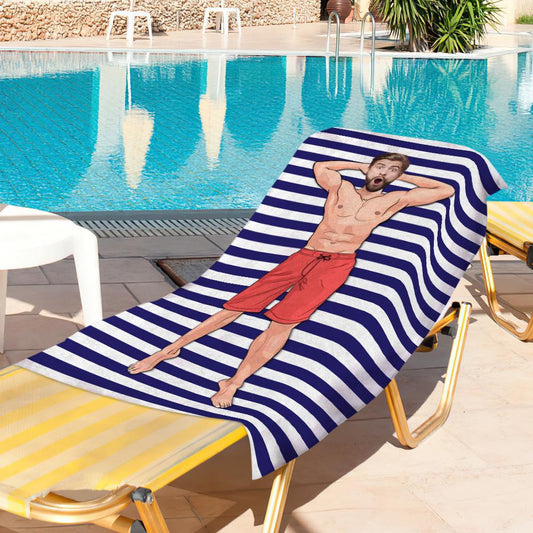 Engraved Photo Towel Gift For Boyfriend Personalised Beach Towel Custom Gift Idea For Boyfriend