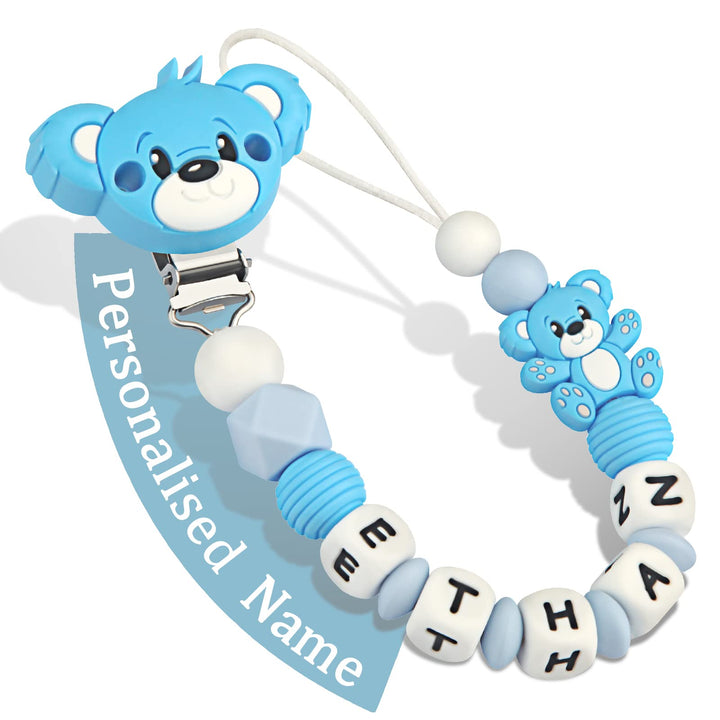 Custom Dummy Chain with Name Personalised Teddy Bear Pacifier Clip for Boys Girls