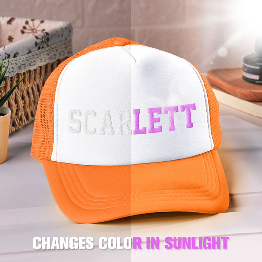 Custom Puff Print Trucker Hat Personalized Name Light-changing Foam Trucker Caps Back to School Gift
