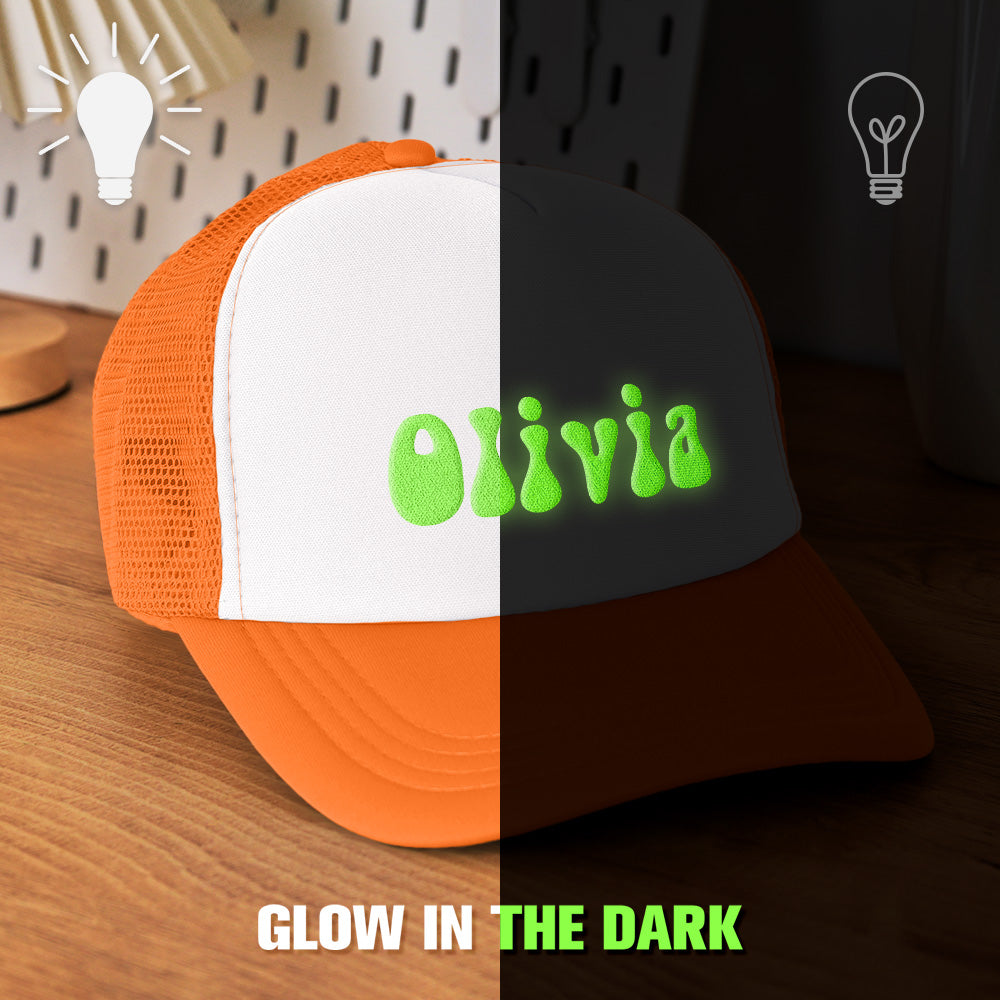 Custom Puff Print Trucker Hat Personalized Glow-in-the-dark Foam Trucker Caps for Adult Back to School Gift