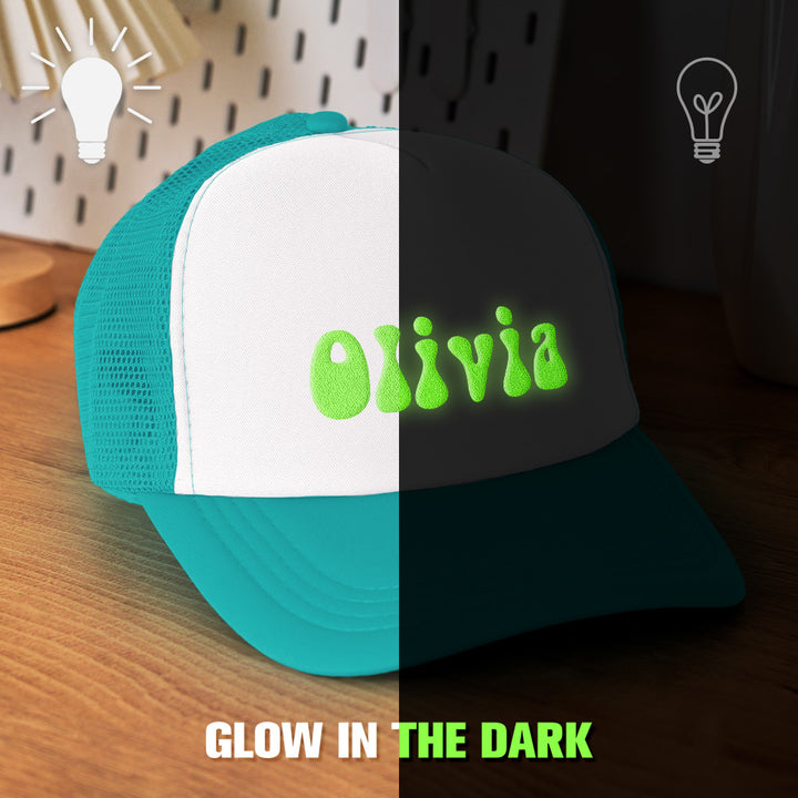 Custom Puff Print Trucker Hat Personalized Glow-in-the-dark Foam Trucker Caps for Adult Back to School Gift