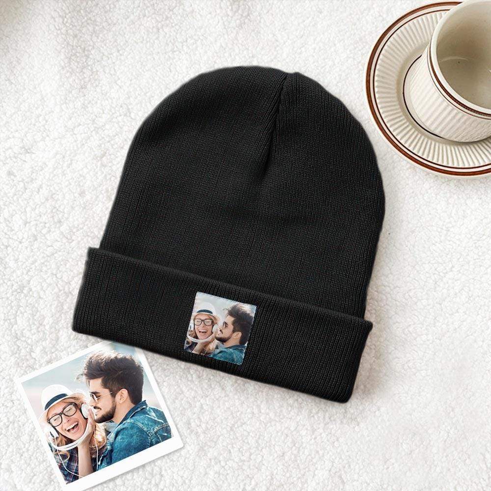 Personalized Photo Beanie Hat Custom Knitted Hat Valentine's Day Gifts-4 Colors