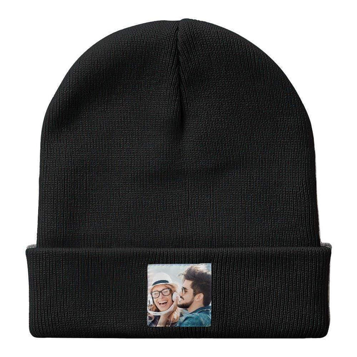 Personalized Photo Beanie Hat Custom Knitted Hat Valentine's Day Gifts-4 Colors