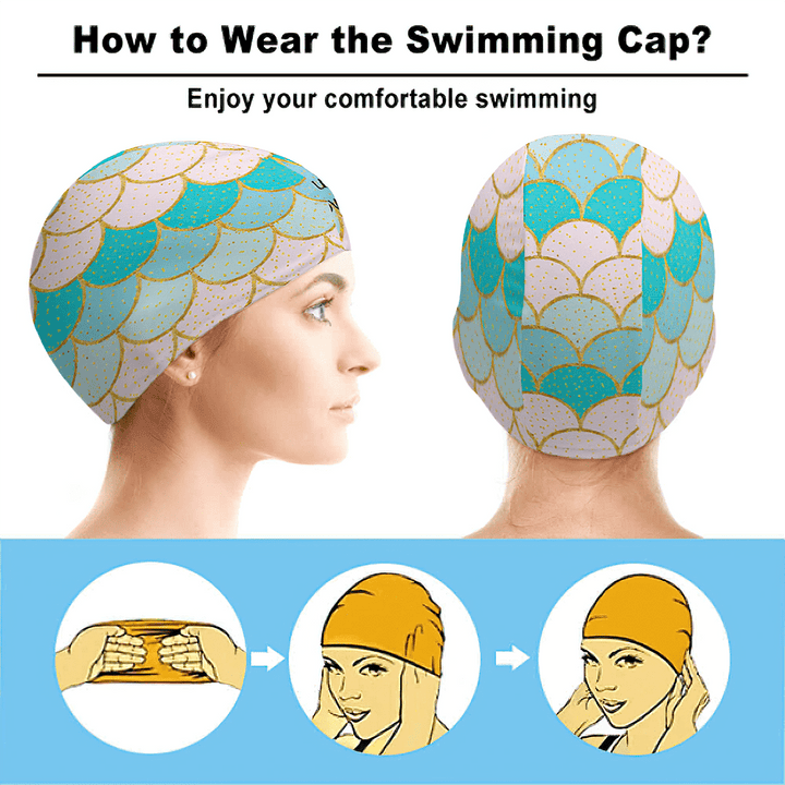 Personalized Shell Swim Caps Custom Swimming Cap Swimming Hats for Men Women