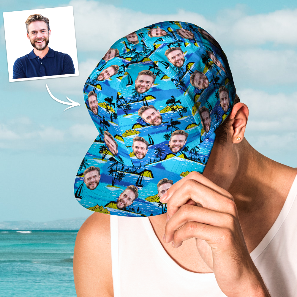 Custom Face Hawaiian Style Baseball Cap Gifts for Him