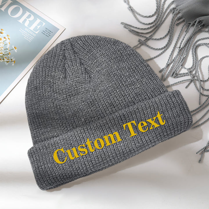 Custom Text Knitted Hat Unisex Beanie Hat Winter Warm Cap for Adult