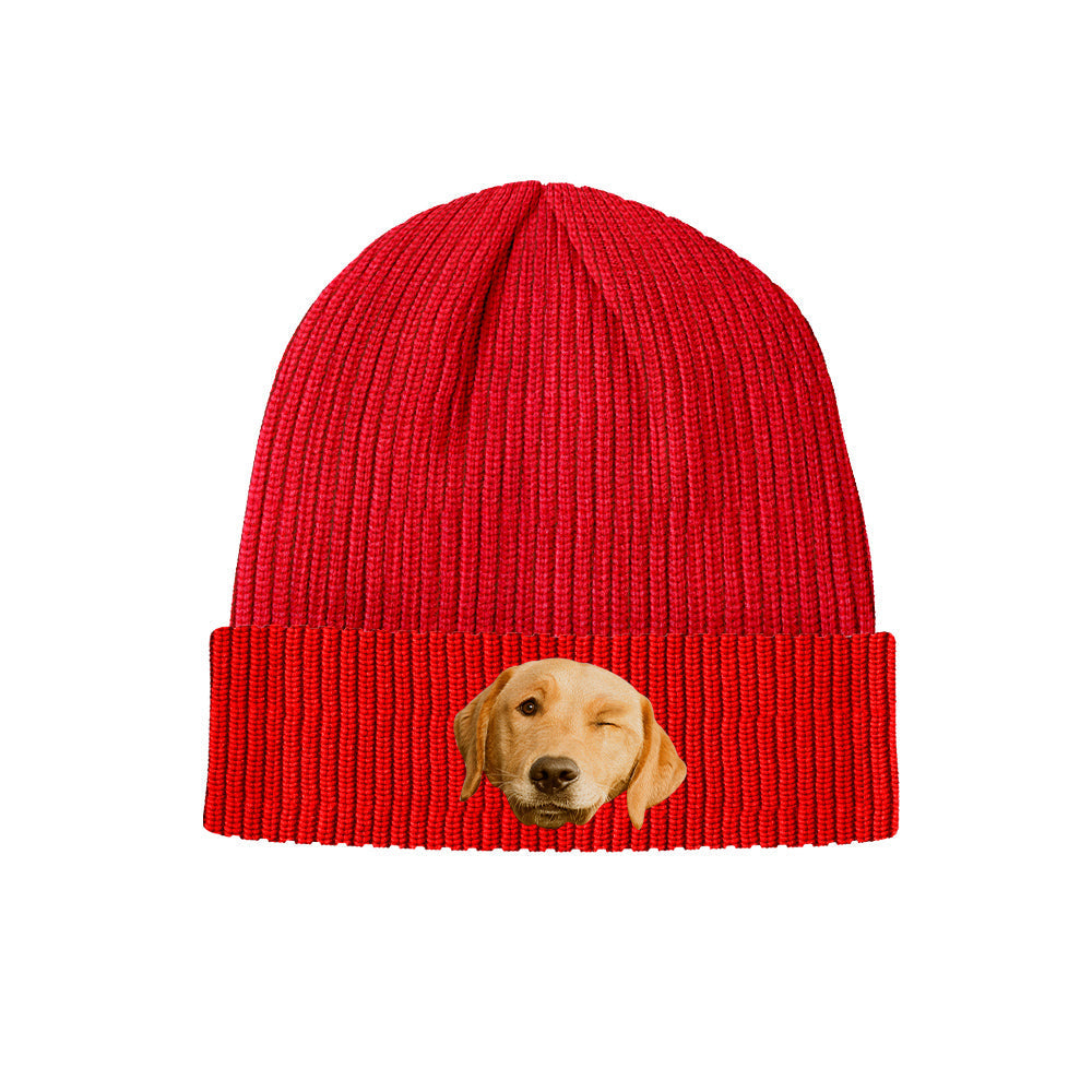 Custom Face Knitted Hat Unisex Winter Beanie Hat Warm Cap for Adult