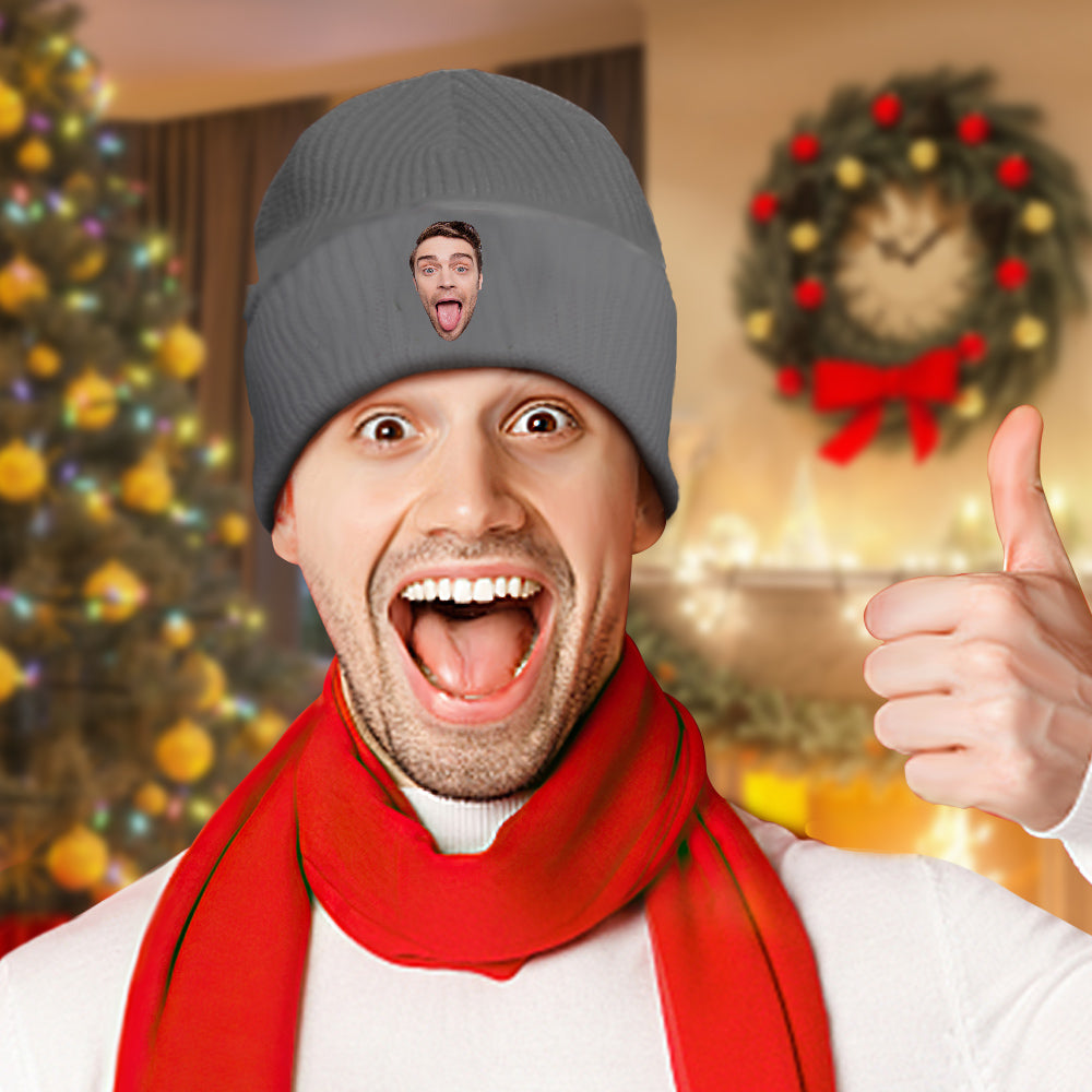 Custom Face Knitted Hat Unisex Winter Beanie Hat Warm Cap for Adult