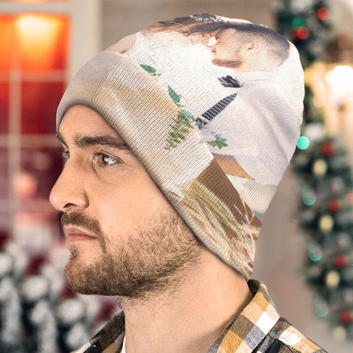 Custom Photo Beanie Hat Warm Soft Knit Hat Winter Cap for Men Women