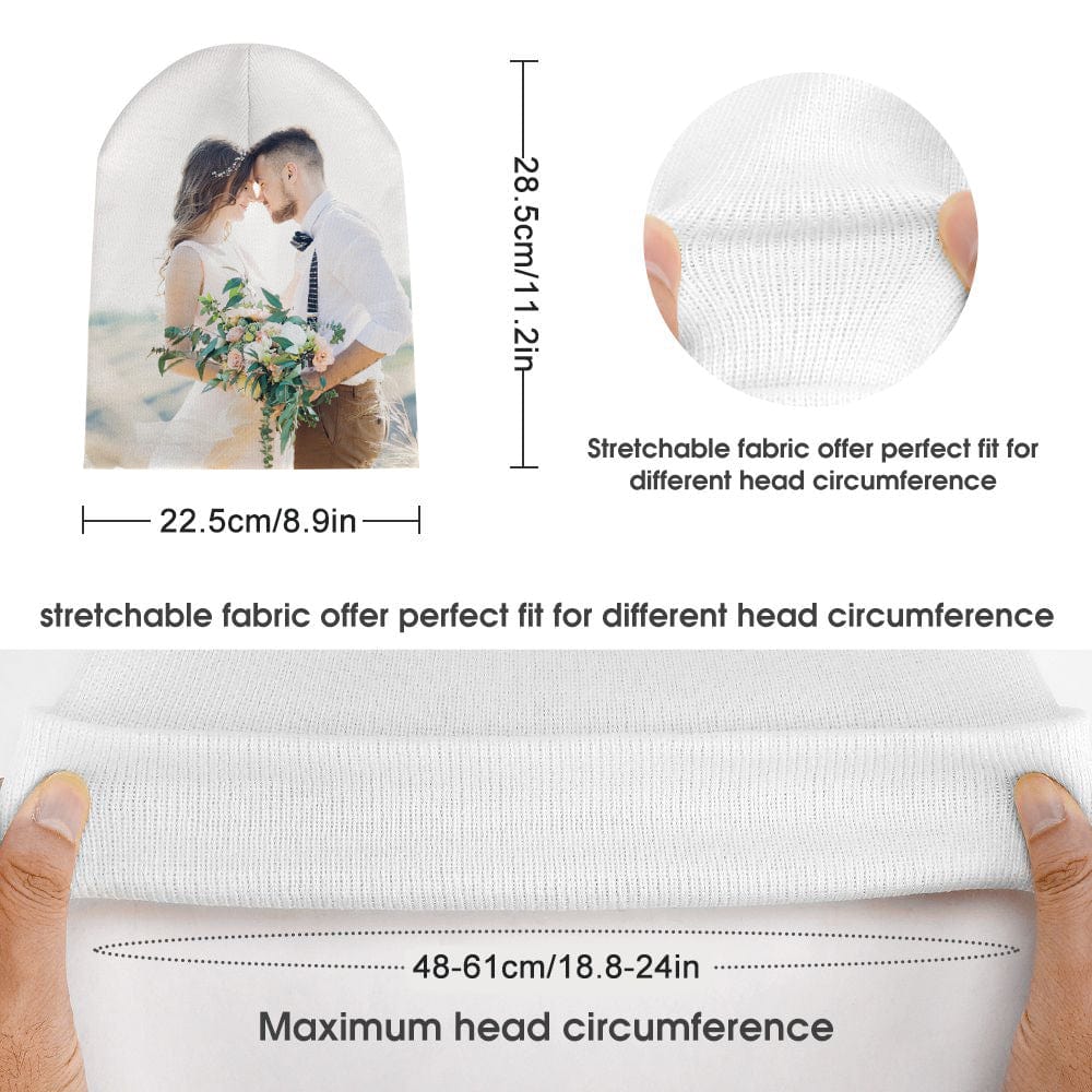 Custom Photo Beanie Hat Warm Soft Knit Hat Winter Cap for Men Women