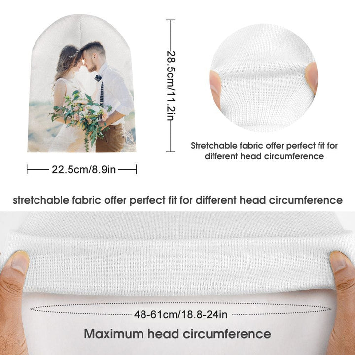 Custom Photo Beanie Hat Warm Soft Knit Hat Winter Cap for Men Women