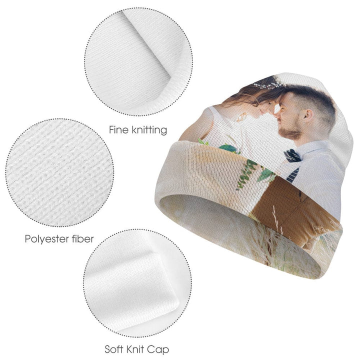 Custom Photo Beanie Hat Warm Soft Knit Hat Winter Cap for Men Women