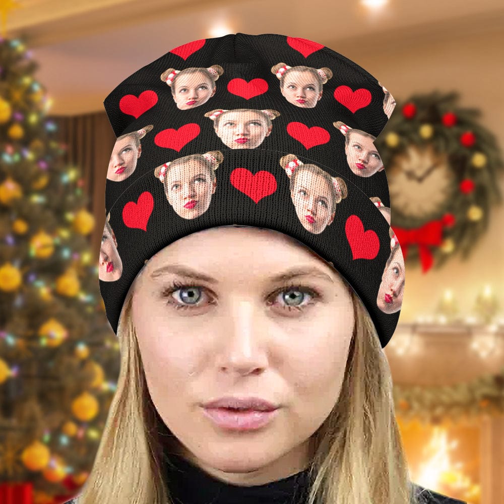 Custom Face Beanie Hat Warm Soft Knit Hat Winter Cap Gifts for Lovers