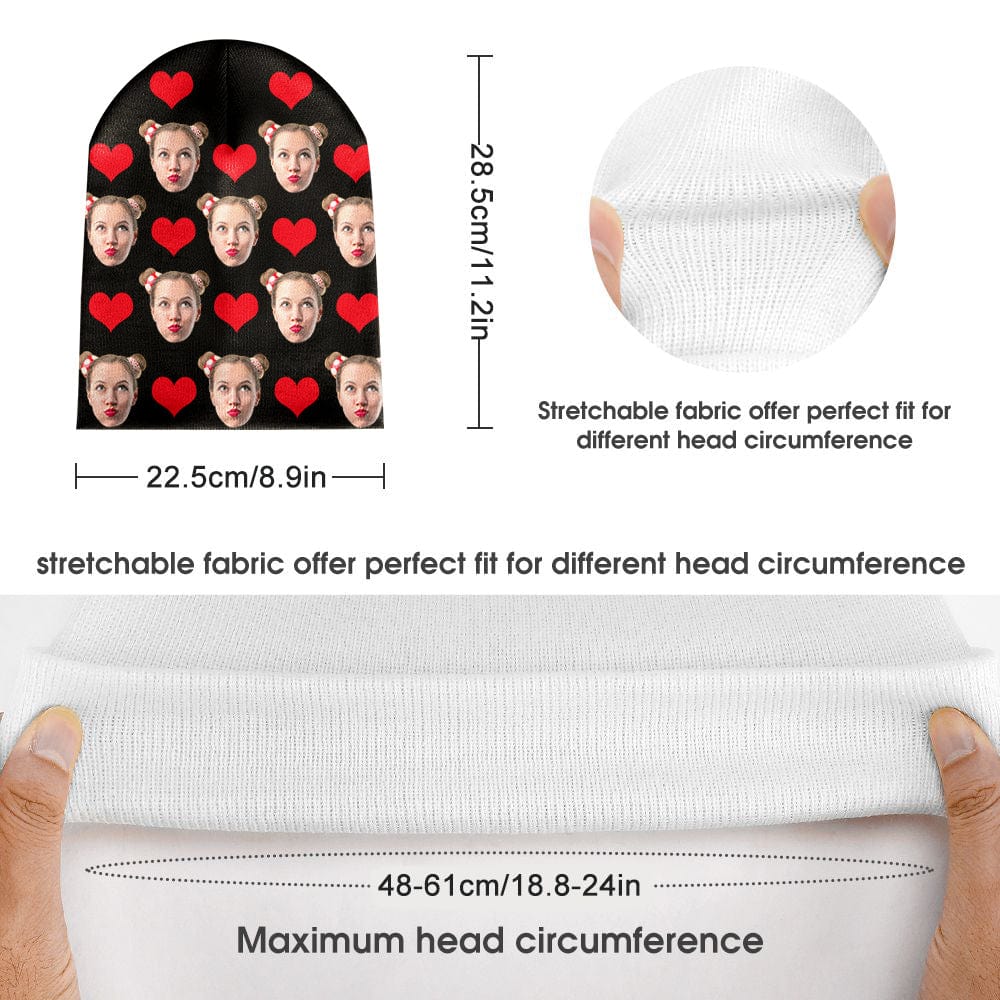 Custom Face Beanie Hat Warm Soft Knit Hat Winter Cap Gifts for Lovers