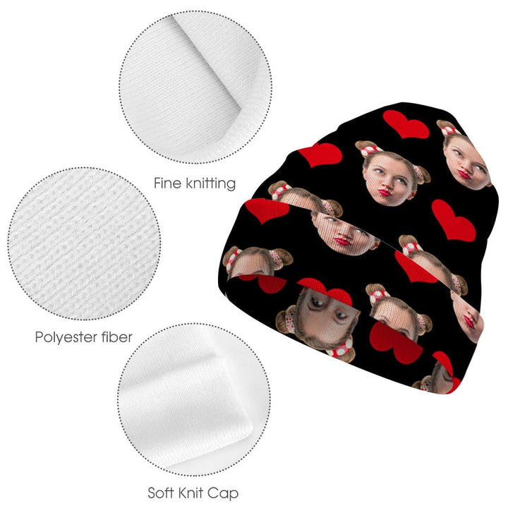 Custom Face Beanie Hat Warm Soft Knit Hat Winter Cap Gifts for Lovers