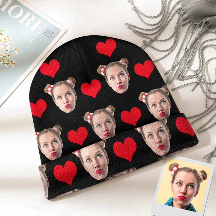 Custom Face Beanie Hat Warm Soft Knit Hat Winter Cap Gifts for Lovers