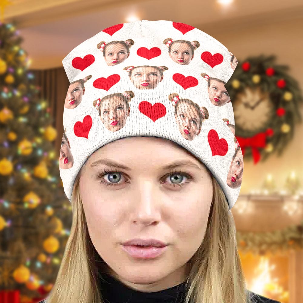 Custom Face Beanie Hat Warm Soft Knit Hat Winter Cap Gifts for Lovers