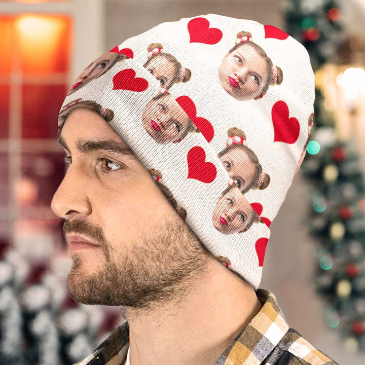 Custom Face Beanie Hat Warm Soft Knit Hat Winter Cap Gifts for Lovers