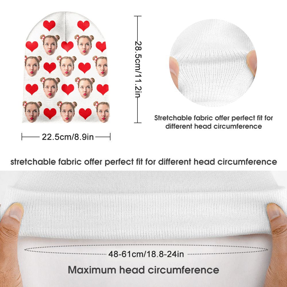 Custom Face Beanie Hat Warm Soft Knit Hat Winter Cap Gifts for Lovers
