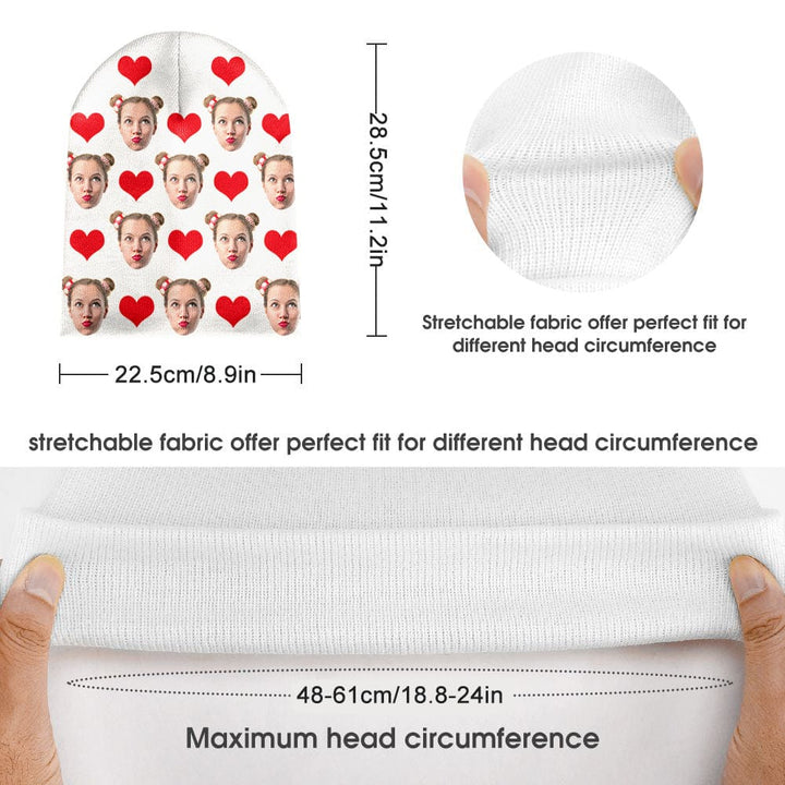 Custom Face Beanie Hat Warm Soft Knit Hat Winter Cap Gifts for Lovers