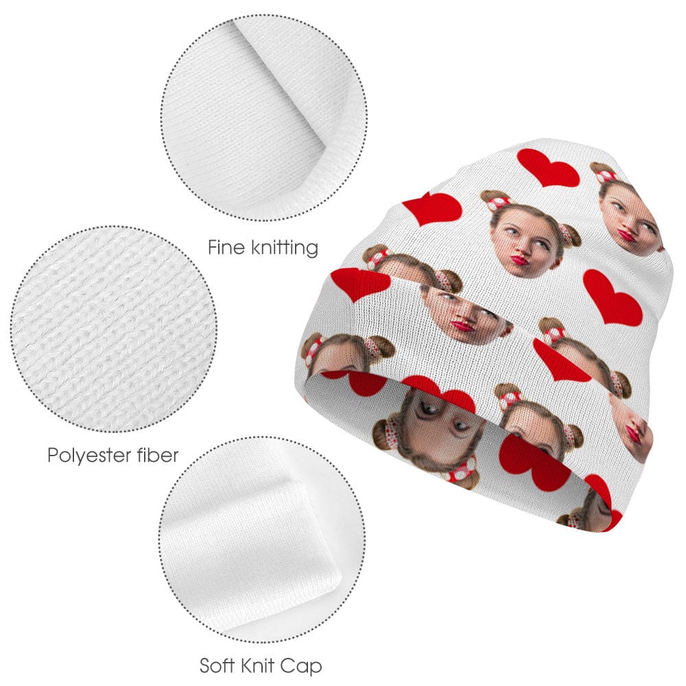Custom Face Beanie Hat Warm Soft Knit Hat Winter Cap Gifts for Lovers