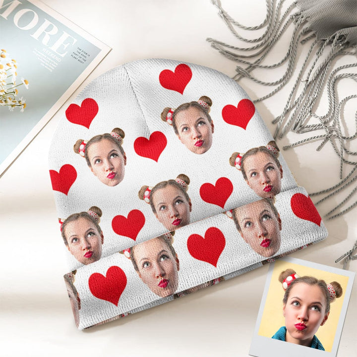 Custom Face Beanie Hat Warm Soft Knit Hat Winter Cap Gifts for Lovers